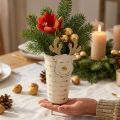 Rénszarvas cserep, Adventi dekoráció, fém dekoráció, virágtartó karácsonyra fehér, arany H28cm Ø8,5cm | Floristik24.hu