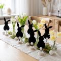 Állvány asztaldísz Húsvéti nyuszik nemez fekete 19cm 12db | Floristik24.hu