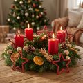 Adventi koszorúhoz csillagok Karácsonyi dekoráció juta piros 15cm 8 db | Floristik24.hu