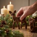 Dekoratív figura szarvas őz állományú barna karácsonyi figurák 10,5cm 6 db | Floristik24.hu