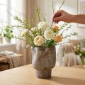 Dekoratív váza kerámia virágtartó metál barna szürke kék 16,5×20,5cm | Floristik24.hu