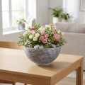 Dekoratív tál kerek növényi tál szürke fekete Ø35cm H18cm | Floristik24.hu