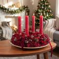 Dekoratív koszorú, szárított virágok, Bordeaux Lepidium, fali dekoráció, elegáns, natúr, Ø33cm | Floristik24.hu
