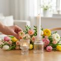 Pálcás gyertyatartó üveg tealámpa tartó Ø5cm H8cm 4 db | Floristik24.hu