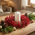 Bogyókoszorú piros bogyós műdíszgyűrű zöld Ø30cm | Floristik24.hu