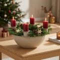 Mécsestartó 4 db-os foglalattal, modern adventi koszorú, bézs, 15 cm | Floristik24.hu