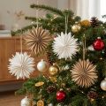 Papírcsillagok, fehér-barna, 16 cm-es karácsonyi dekorációs készlet, 6 darabos | Floristik24.hu