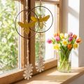 Méhdekor gyűrű fém fa ablakdísz Ø12cm 44cm 4db | Floristik24.hu