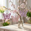 Deco pillangók deco fogas lila/rózsaszín/rózsaszín 12cm 12db | Floristik24.hu