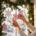 Fa hópehely 8-12cm Rózsaszín/Fehér 12db. | Floristik24.hu