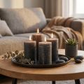 Egyszínű gyertyák antracit oszlopos gyertyák 60×80mm 4db | Floristik24.hu