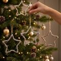 Karácsonyi dekoráció csillag bodza csillagok akasztani fehér mosott 20cm 4db | Floristik24.hu