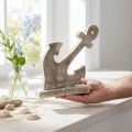 Fából készült horgony, dekoratív horgony, shabby chic, fehér, natúr, 22 cm | Floristik24.hu