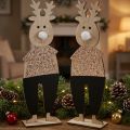 Rénszarvas fa dekoratív figura álló karácsonyi 12×6,5cm H45cm 2db | Floristik24.hu