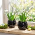 Kerámia tojás alakú virágcserép, fekete, Ø10cm, M8cm, 2 darab | Floristik24.hu