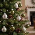 Karácsonyfa golyók mini karácsonyi üveggolyók zöld ezüst 4 cm 24 db | Floristik24.hu