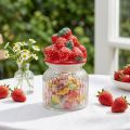 Cukorka üveg fedővel epres süteményes üveg Ø11cm H18cm | Floristik24.hu