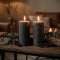 Egyszínű gyertyák antracit oszlopos gyertyák 85×150mm 2db | Floristik24.hu