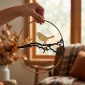 Fém madaras ablakdekoráció, Ø22,5cm, őszi függődekoráció, elegáns fali dekoráció | Floristik24.hu