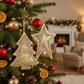 Fém medálok fenyő és csillag, karácsonyfa díszek, karácsonyi dekoráció arany, antik megjelenés H15,5 / 17cm 4db | Floristik24.hu