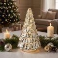 Mini karácsonyfa LED-es fényekkel, ezüst és arany színben, 28 cm | Floristik24.hu