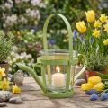 Lámpás üveg dekoratív öntözőkanna fém zöld Ø14cm H13cm | Floristik24.hu