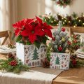 Fa virágtartó karácsonyi dekoráció fehér, színes 20 × 20/15 × 15 cm, 2 db-os készlet | Floristik24.hu