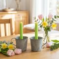 Kúpos gyertyatartó vintage pohár fémszürke Ø7cm H6cm 2db | Floristik24.hu