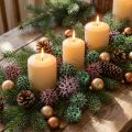 Borostyánfa kúp dekoráció zöld bogyós fagyos natúr dekoráció 500g | Floristik24.hu