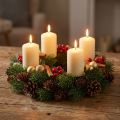 Adventi koszorú, fenyőkoszorú természetes és műfenyőtobozokkal, zöld ajtókoszorú Ø30cm, karácsonyi dekoráció | Floristik24.hu