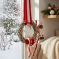 Karácsonyi ablakkoszorú piros, fehér Ø20cm L98cm | Floristik24.hu