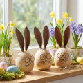Tojás alakú nyúl dekoratív figura karakterrel tavaszi és szezonális dekorációhoz, 14 cm, 3 darab | Floristik24.hu