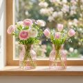 Üveg virágváza, retró, rózsaszín árnyalatú, Ø11cm, M14.5cm, 2 darab | Floristik24.hu