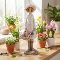 Dekoratív kertész figurák, dekoratív nő virágokkal, fehér rózsaszín, M21cm | Floristik24.hu