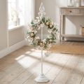 Koszorútartó Shabby Chic fehér koszorútartó fém 4 horog H76cm | Floristik24.hu