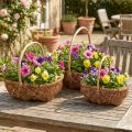 Kosáros növénykosár szőtt kosár fogantyúval natúr 33/28/22cm 3 db-os készlet | Floristik24.hu