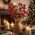 Csipkebogyó díszítő ág piros gyümölcsökkel L60cm 2 db | Floristik24.hu