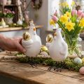 Dekoratív csirke arany tojással, húsvéti figura porcelán, húsvéti dekorációs tyúk H12cm 2db | Floristik24.hu