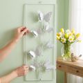 Pillangó függő Art tavaszi fém fali művészet Shabby Chic fehér ezüst H47,5 cm | Floristik24.hu