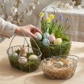 Drótkosár, húsvéti kosár, díszkosár fém L32/28,5/25cm 3 db-os készlet | Floristik24.hu