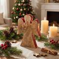 Angyal díszítő figura fa piros, natúr 15cm | Floristik24.hu
