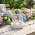 Lámpás üveg makramé fehér fonott Ø13cm H10cm | Floristik24.hu