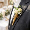Esküvői kitűző mágnessel, matt arany 7cm | Floristik24.hu