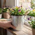 Fém ültetőcserép, virágcserép fülekkel, virágmintás ültető Ø18cm | Floristik24.hu