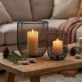 Gyertyatartó fekete fém drótkosár Ø23cm/16cm 2 db-os készlet | Floristik24.hu