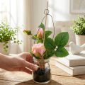 Rózsa rózsaszín üvegben H23cm | Floristik24.hu
