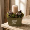 Fa virágláda, shabby chic stílusú, zöld, 11×14,5×14cm | Floristik24.hu