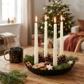 Fém torta alakú gyertyatartó – Fekete, Ø 24 cm – Elegáns asztaldísz 4 gyertyához – 2 darab | Floristik24.hu