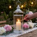 Deco Lantern Shabby Chic Lámpás fehér fém Ø15cm H46cm | Floristik24.hu