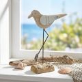 Tengeri dekoráció, deco sirály fából, kopott sikkes, kék-fehér H32cm | Floristik24.hu
